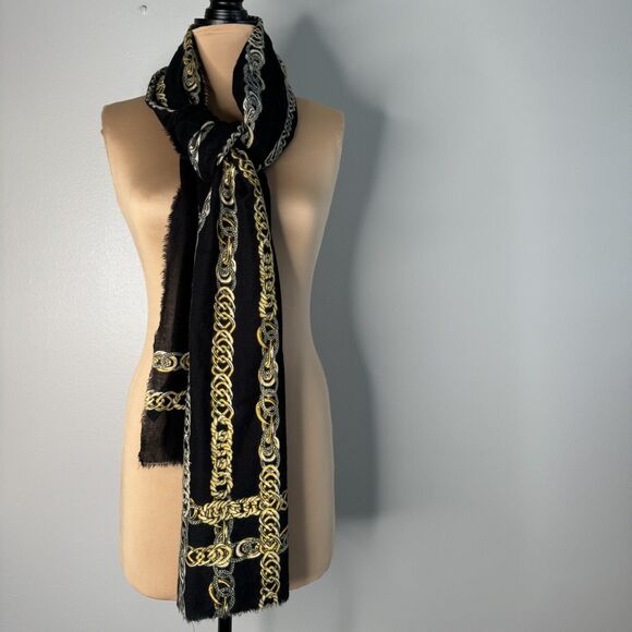 Primark Accessories - Black Chain Oversized Scarf Wrap Throw Fringe Soft Cozy Fall